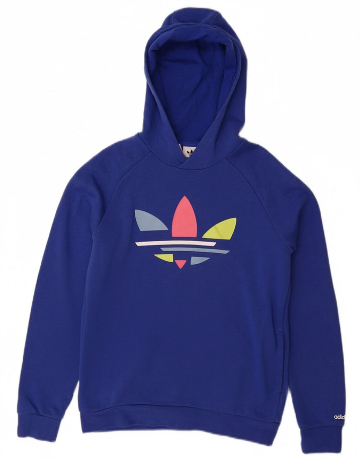 Pulover ADIDAS pentru fete, cu glugă, 11-12 ani, albastru, bumbac