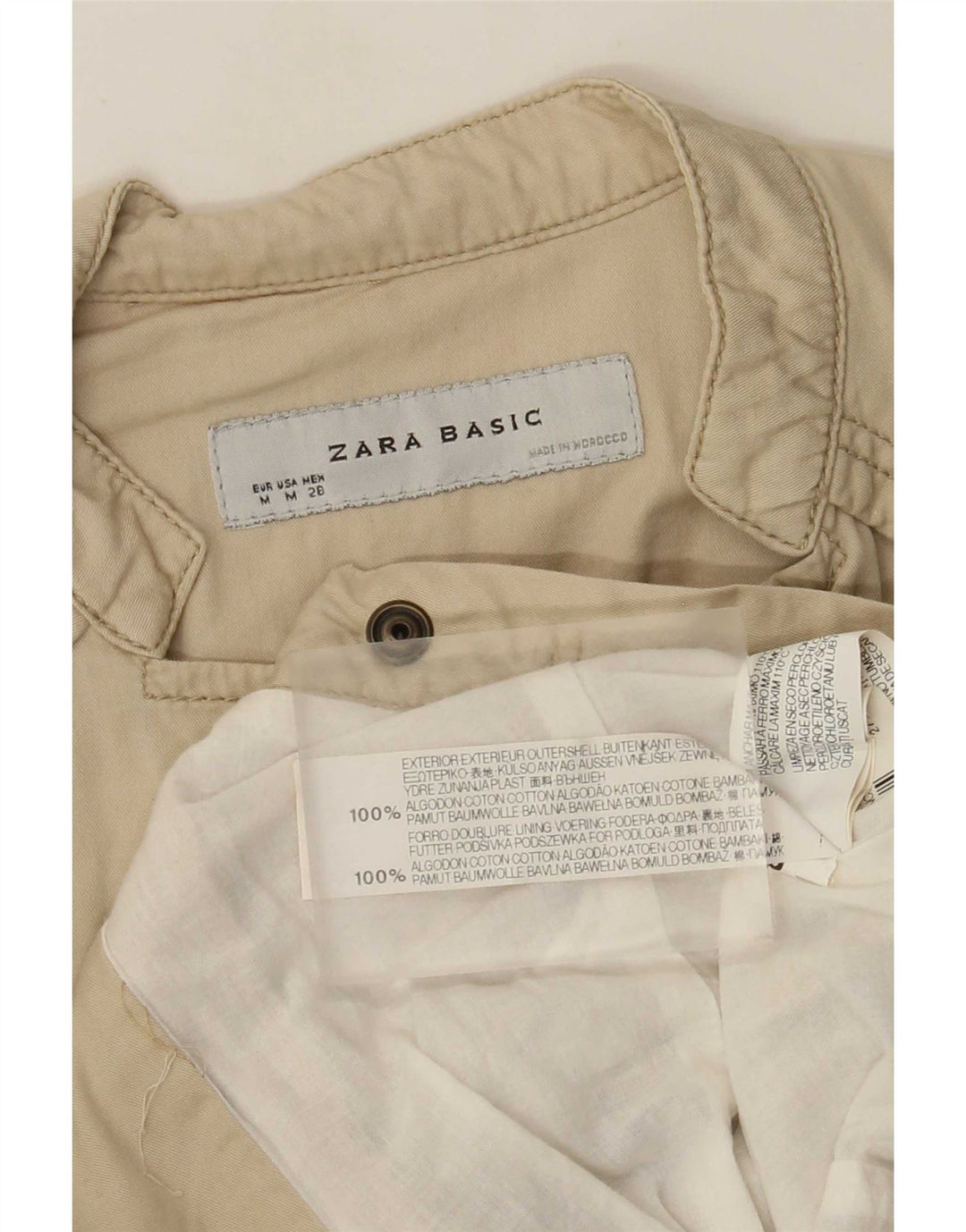 Jachetă Bomber pentru Damă Zara UK 12 Medium Bej Bumbac