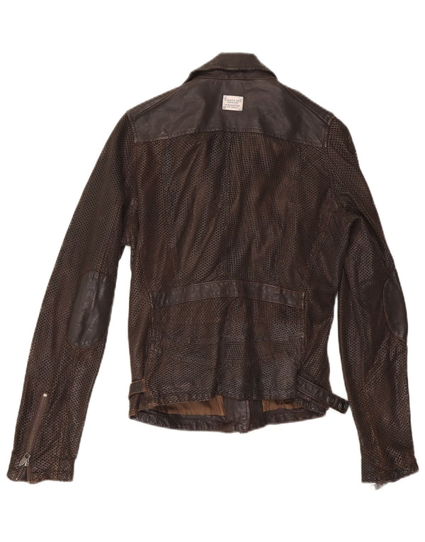 Jachetă motociclist din piele pentru femei Eighth Sin UK 10 Small Brown
