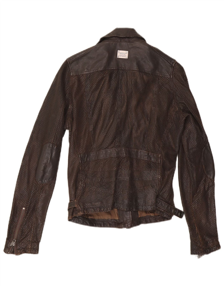 Jachetă motociclist din piele pentru femei Eighth Sin UK 10 Small Brown