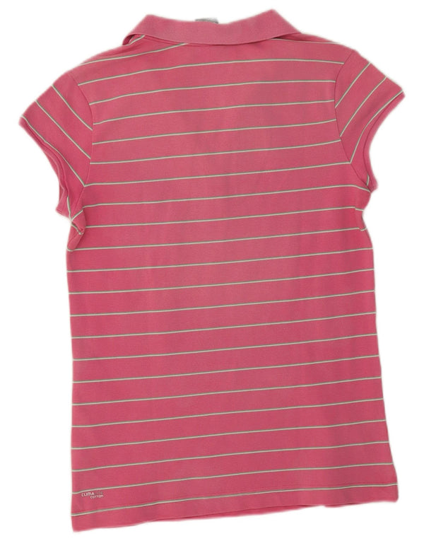 Tricou polo Adidas Clima 365 pentru femei UK 16, bumbac mare cu dungi roz