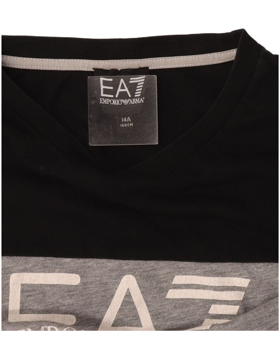 Armani Băieți Top grafic cu mânecă lungă 13-14 ani negru colorblock