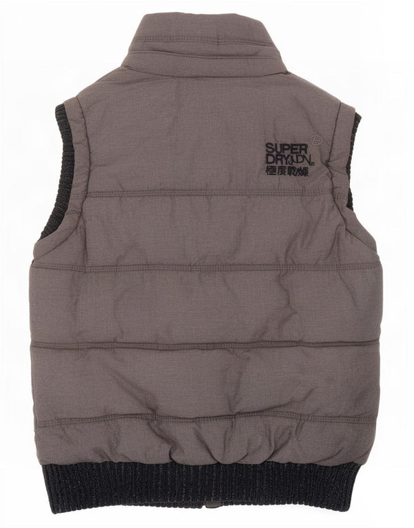 Superdry Womens Oversized Padded Gilet UK 6 XS Grey Colourblock Cotton