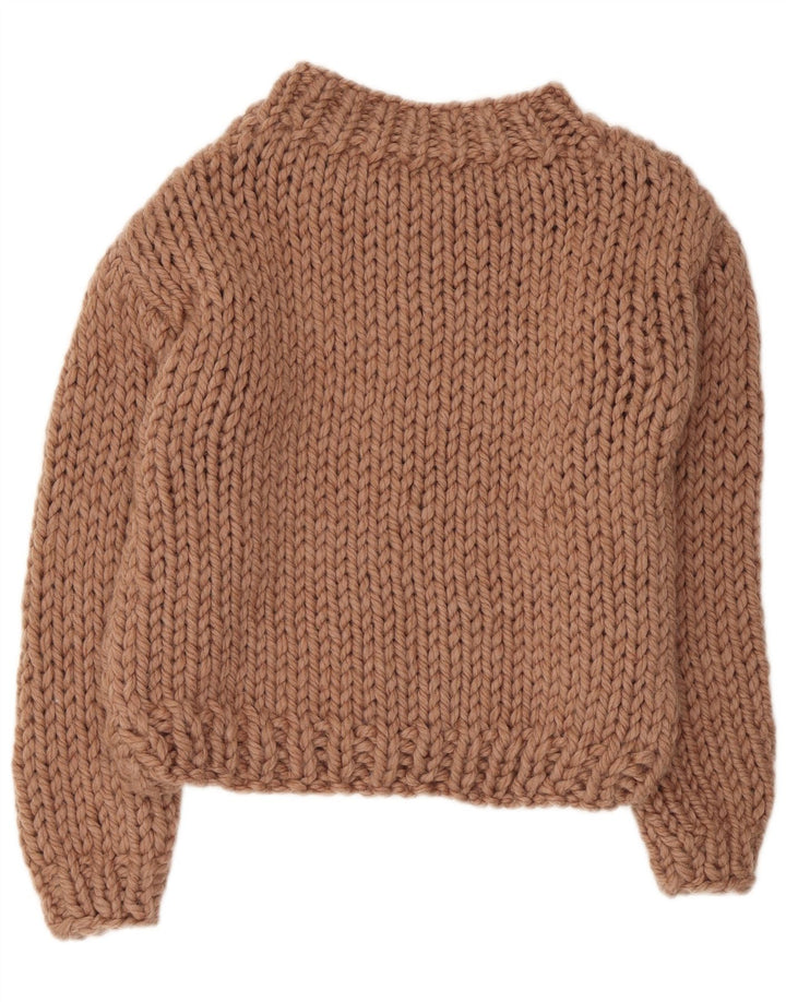 Pulover vintage cu gât țestoasă pentru femei UK 14 Bej mediu