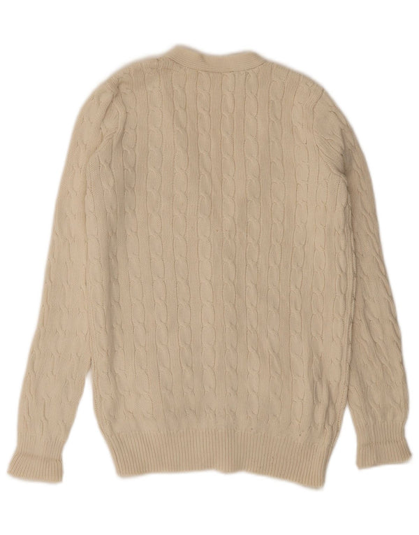 Pulover cardigan pentru femei Ralph Lauren UK 10 mic bumbac alb