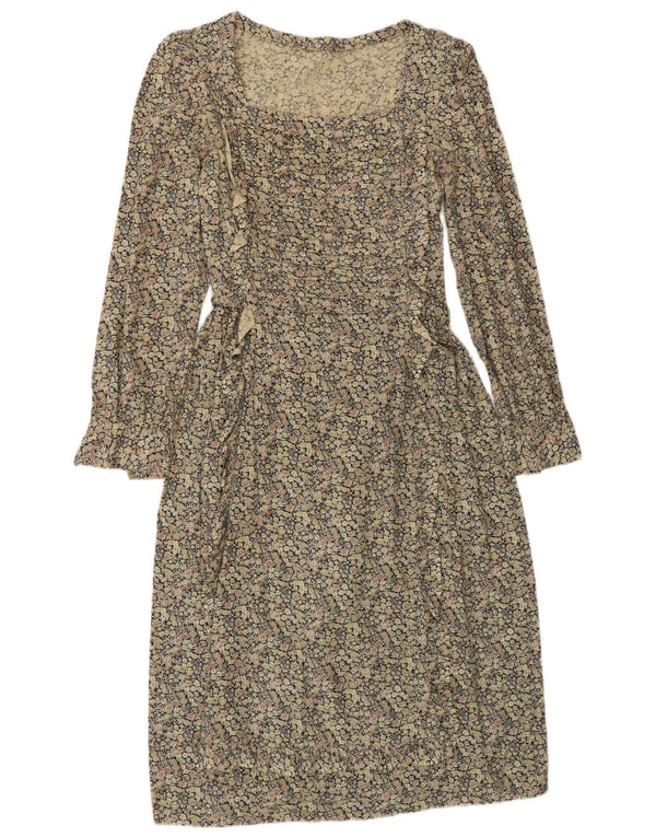 Rochie de damă vintage cu mânecă lungă, UK 10, multicoloră, florală