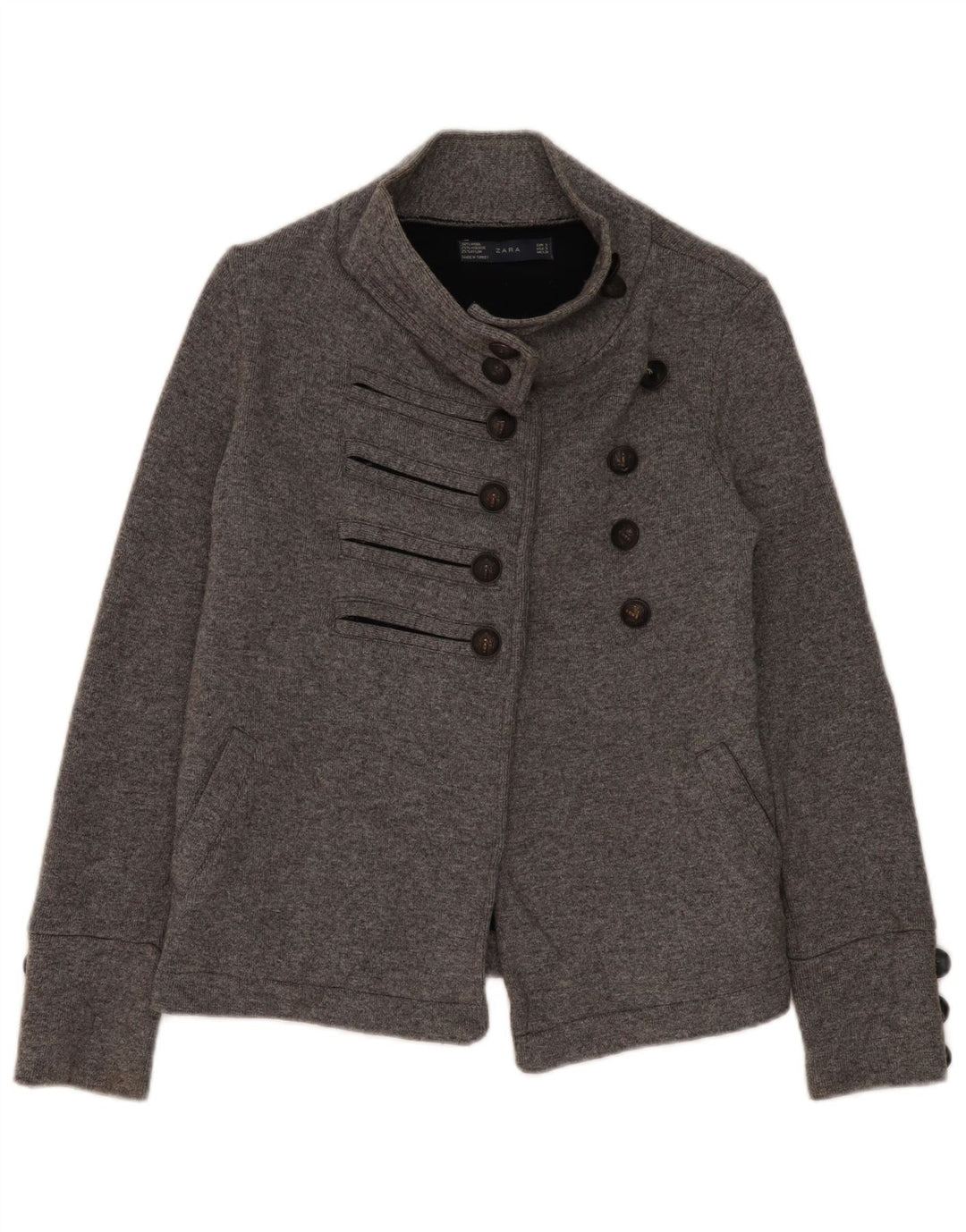 Jachetă Blazer pentru femei Zara, cu două piepturi, UK 10, lână gri mică