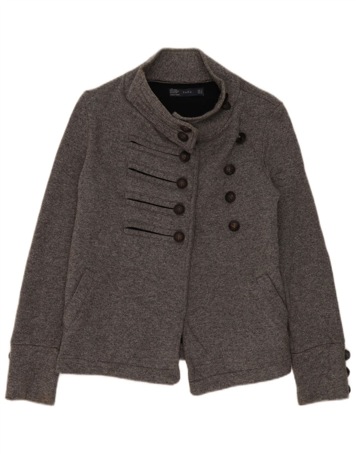 Jachetă Blazer pentru femei Zara, cu două piepturi, UK 10, lână gri mică