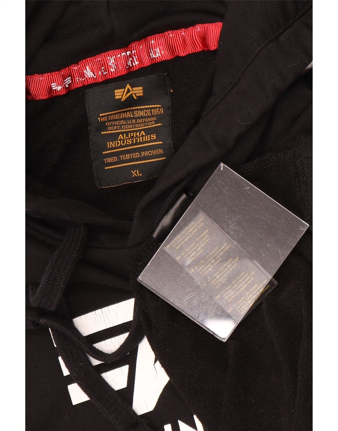 ALPHA INDUSTRIES Hanorac cu mânecă scurtă pentru bărbați, XL, bumbac negru