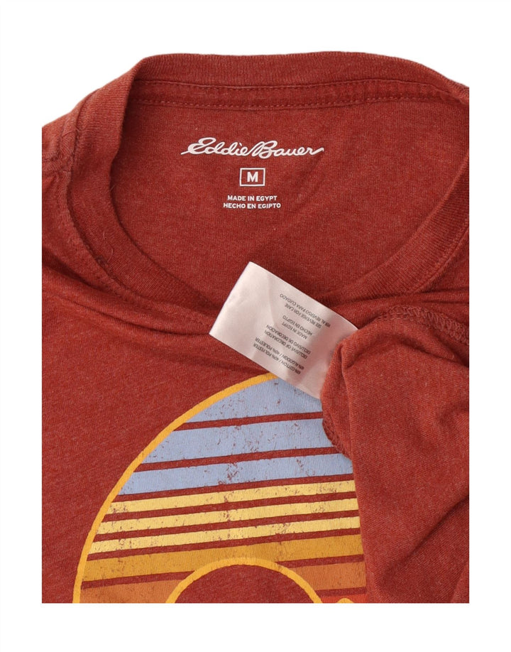 EDDIE BAUER Mens Graphic Top Long Sleeve Medium Red Cotton Vintage Eddie Bauer and Second-Hand Eddie Bauer from Messina Hembry 