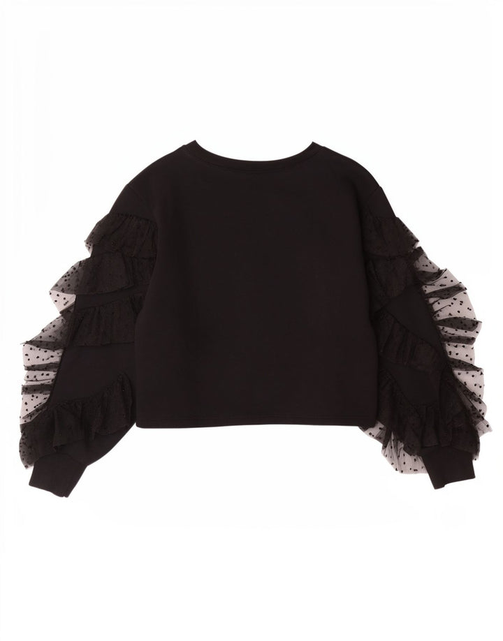 Crop Top pentru femei Zara cu mânecă lungă UK 10 mic bumbac negru