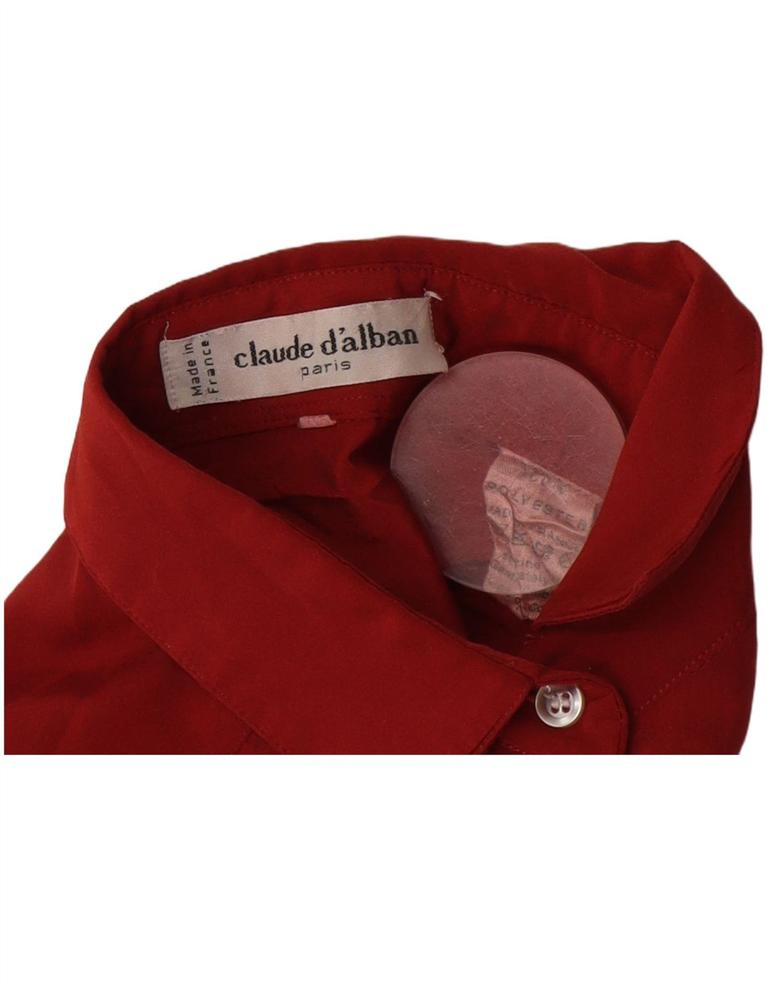 Bluză de cămașă vintage pentru femei UK 14 Mare Poliester Bordeaux