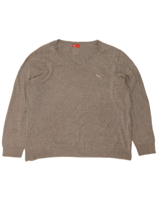 Pulover Puma pentru bărbați cu decolteu în V, XL, bumbac gri