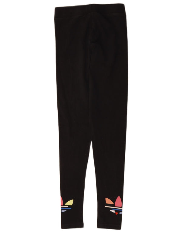 Adidas Womens Graphic Leggings UK 8 Small Black Cotton