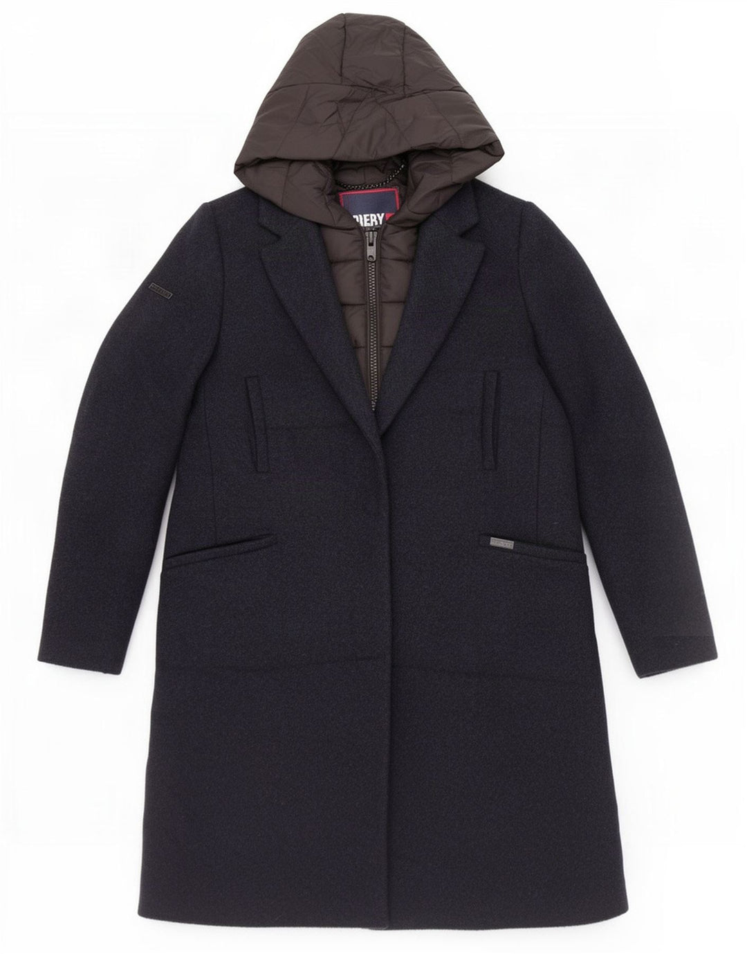 Palton căptușit cu glugă Superdry pentru femei UK 10 mic, albastru bleumarin, poliester