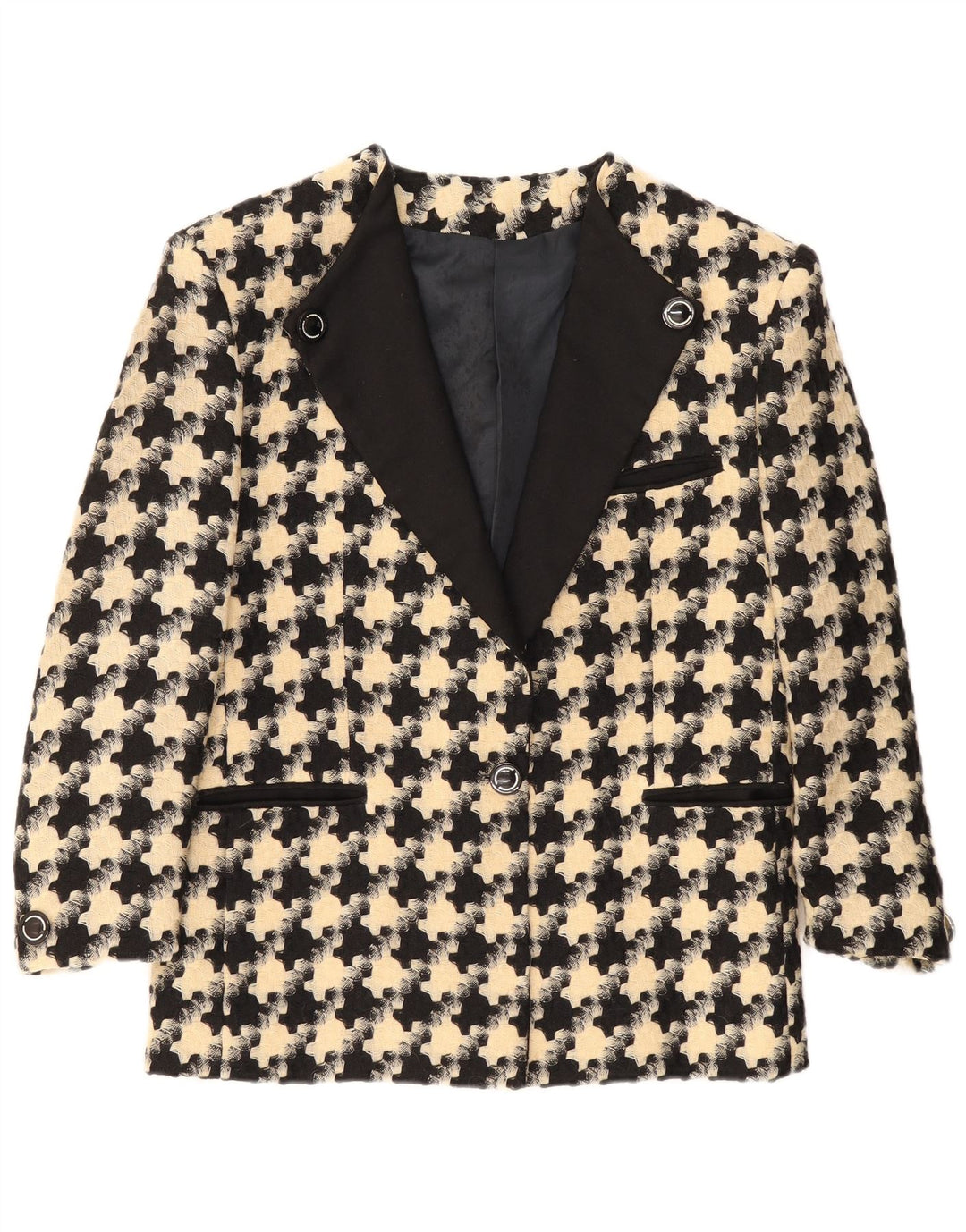 Blazer vintage pentru femei cu 1 nasture, UK 16, mare, negru, picior de gală