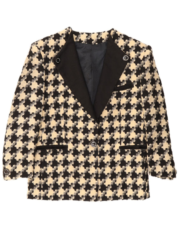 Blazer vintage pentru femei cu 1 nasture, UK 16, mare, negru, picior de gală