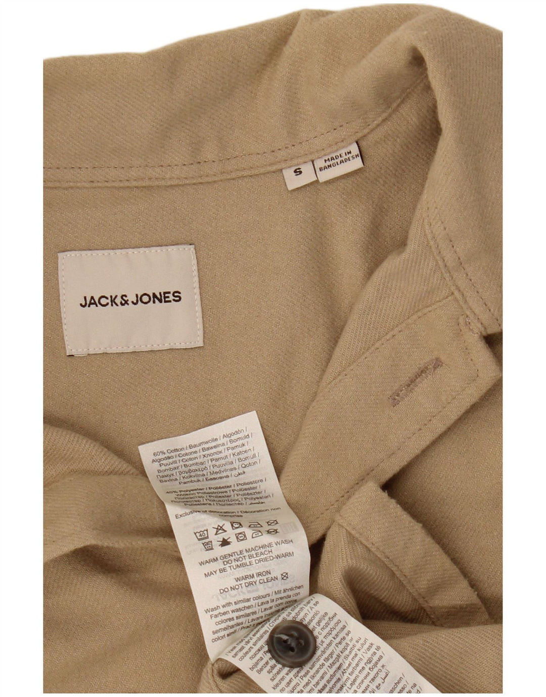 Cămașă de flanel pentru bărbați JACK & JONES, bumbac, bej mic
