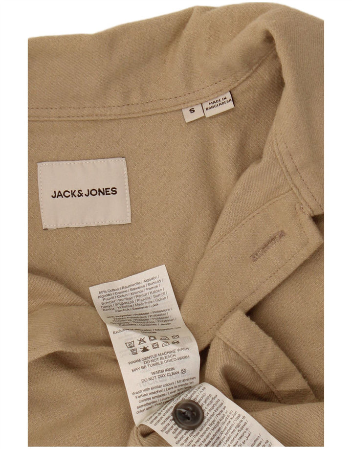 Cămașă de flanel pentru bărbați JACK & JONES, bumbac, bej mic