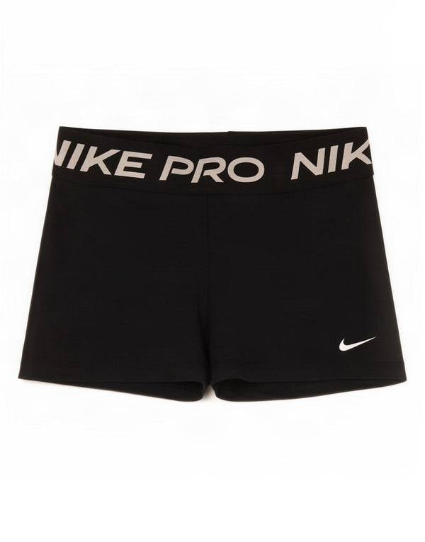 Pantaloni scurți sport Nike Dri Fit Graphic pentru femei UK 8 Small Negru Poliester