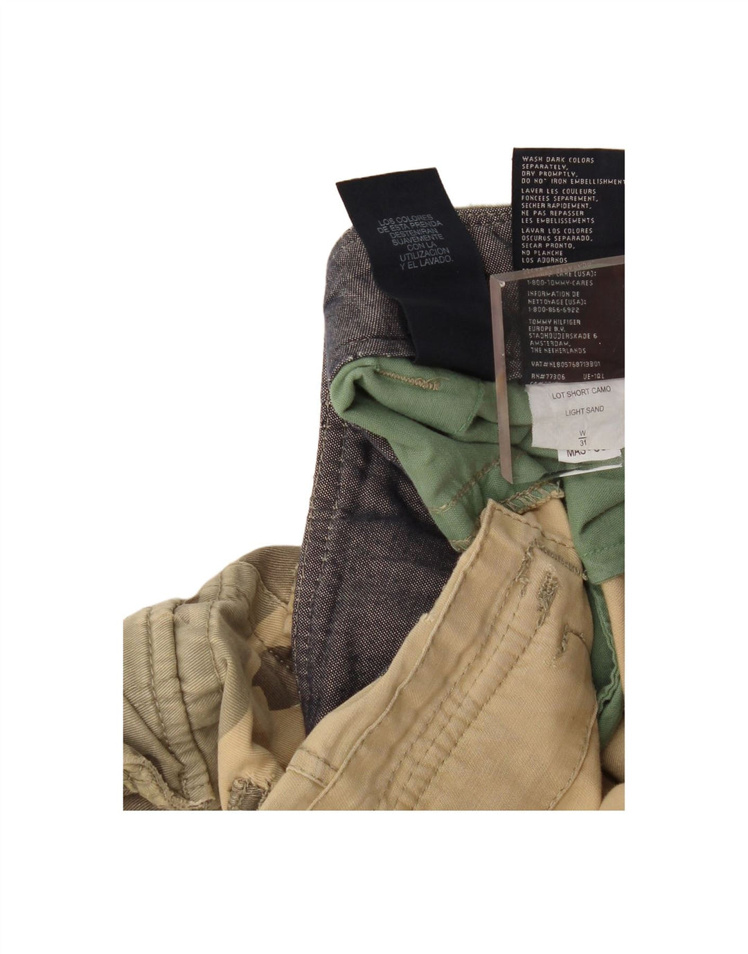 TOMMY HILFIGER Mens Cargo Shorts W31 Medium Khaki Camouflage Cotton