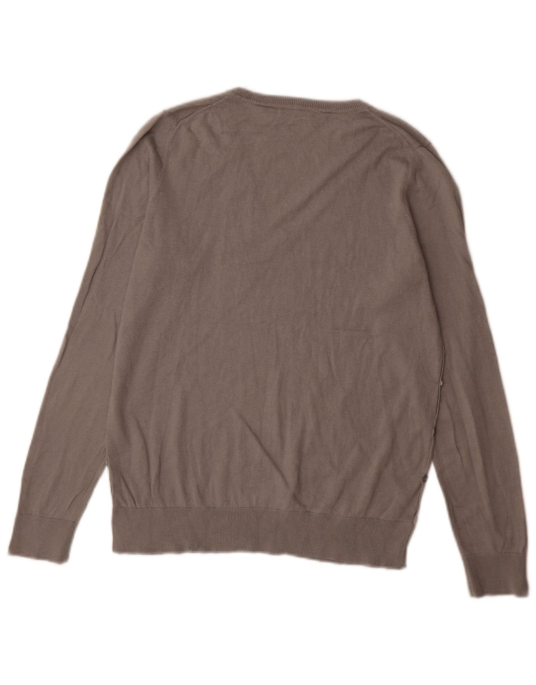 Pulover cu decolteu în V Massimo Dutti pentru femei UK 14 Mătase gri mediu