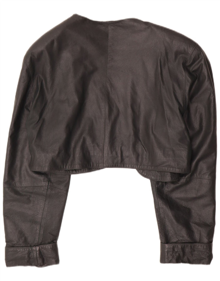 Jachetă Bolero din piele pentru femei VINTAGE UK 14 verde mediu
