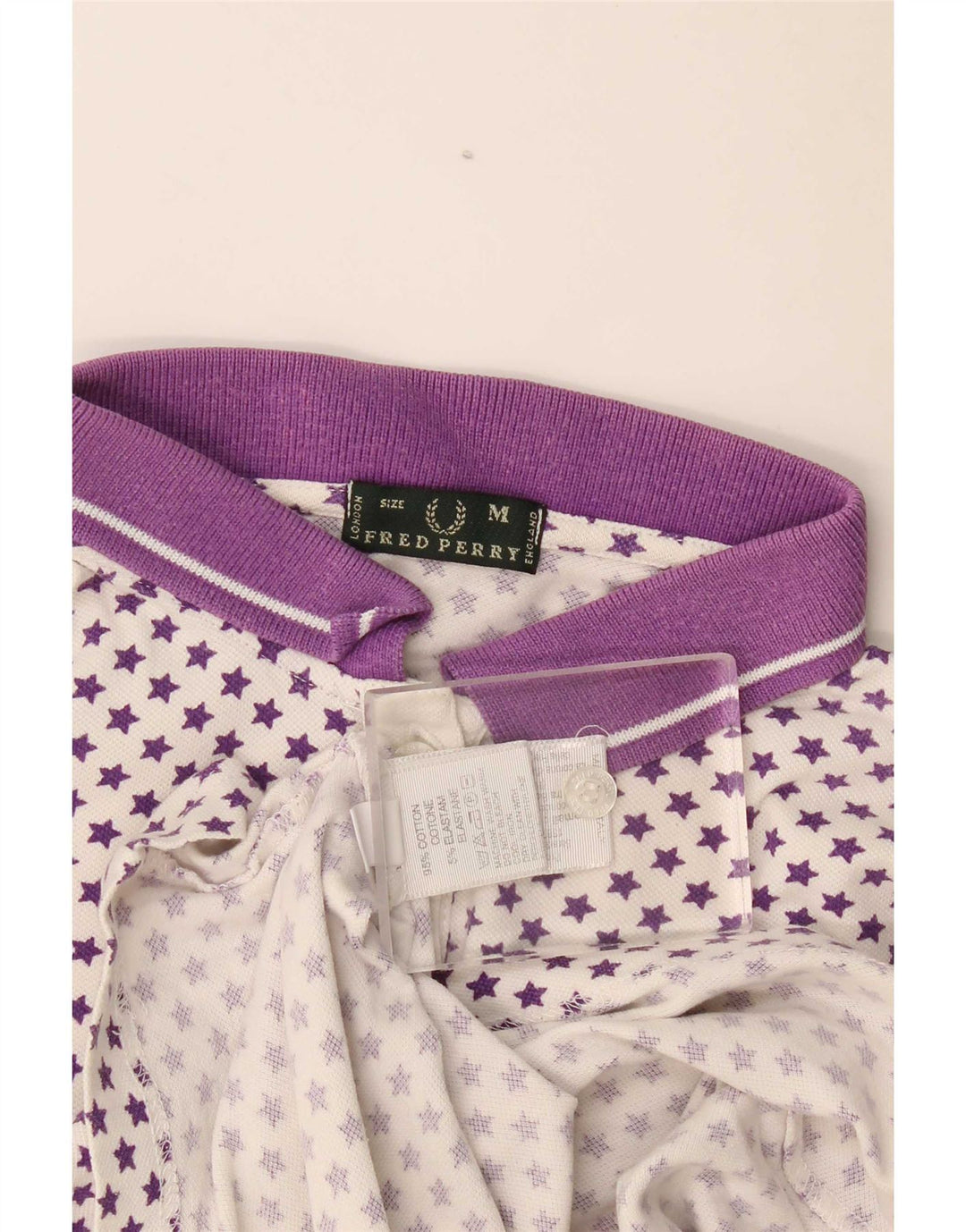 Tricou polo Fred Perry pentru femei UK 12, bumbac cu pete albe medii