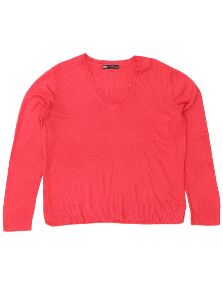 Marks & Spencer Pulover cu decolteu în V pentru femei UK 14 Large Red