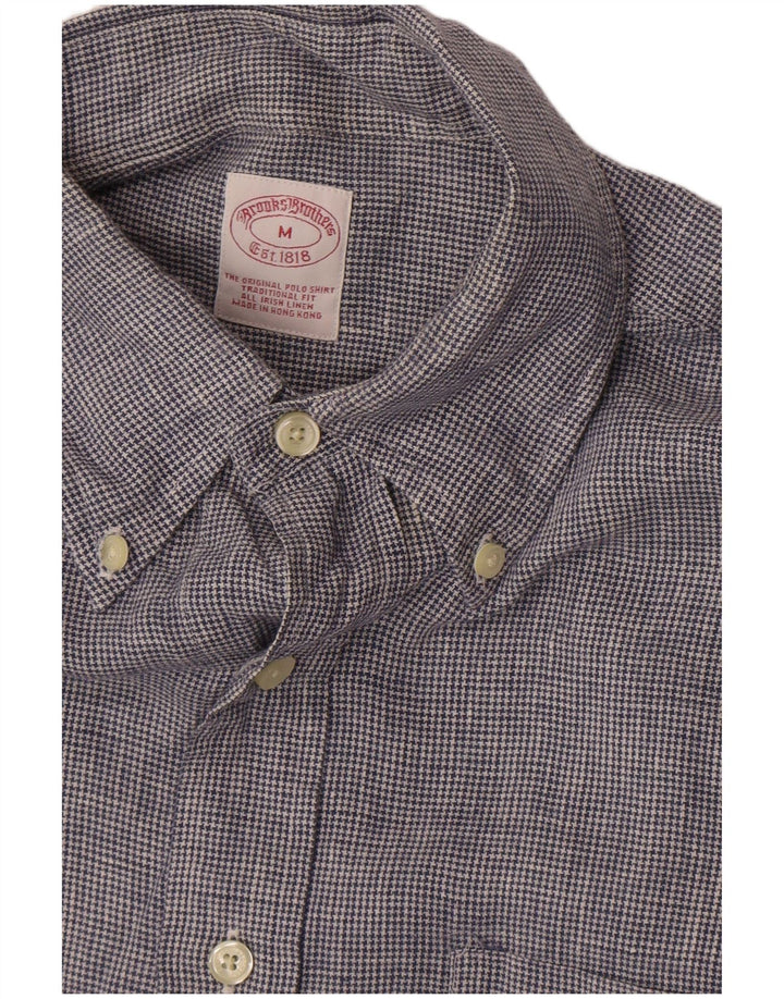 Cămașă cu mânecă scurtă pentru bărbați Brooks Brothers, albastru mediu, picior de găină
