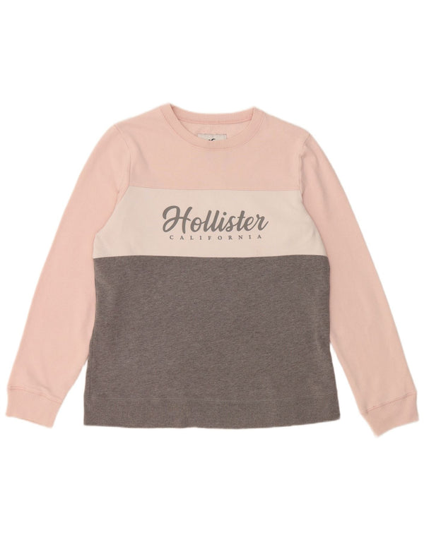 Pulover de hanorac grafic pentru femei HOLLISTER UK 16, mare, gri, bloc de culoare