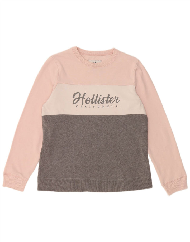 Pulover de hanorac grafic pentru femei HOLLISTER UK 16, mare, gri, bloc de culoare