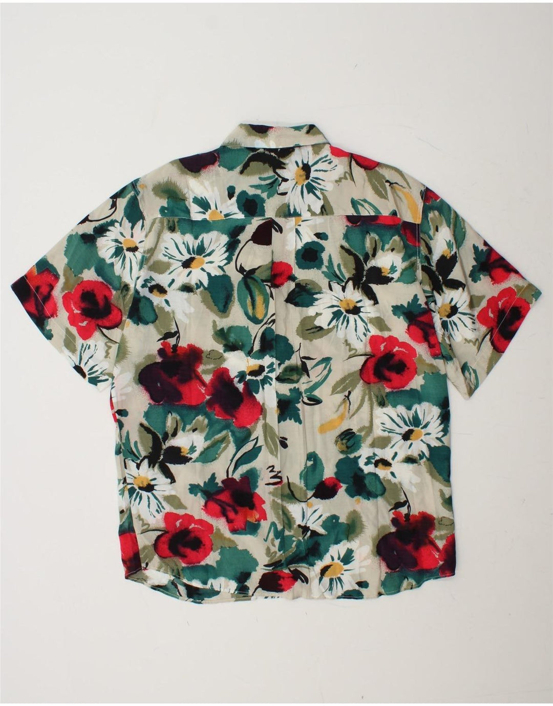 VINTAGE Mens Short Sleeve Shirt Large Multicoloured Floral Viscose