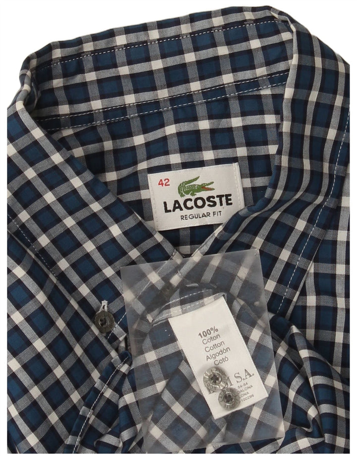 Cămașă pentru bărbați Lacoste Regular Fit Mărimea 42 Bumbac cu carouri albastre mari