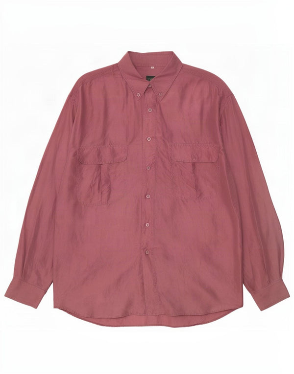 Cămașă Vintage Bărbați Medium Burgundy Mătase