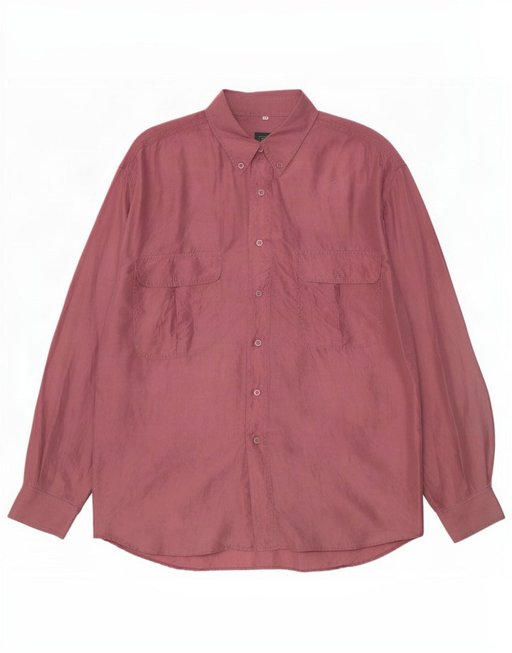 Cămașă Vintage Bărbați Medium Burgundy Mătase