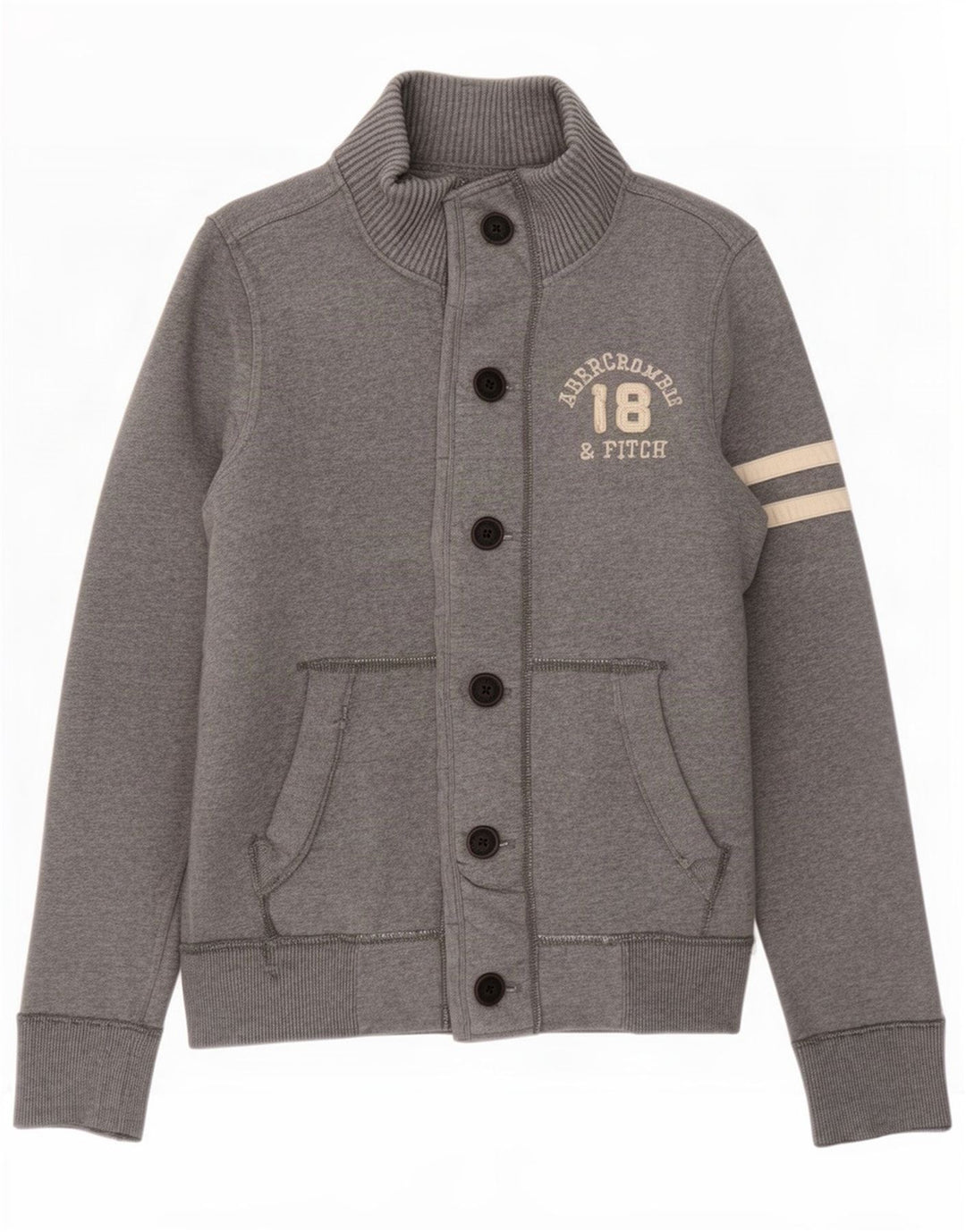 Jachetă de trening pentru bărbați Abercrombie & Fitch, mare, gri, bumbac