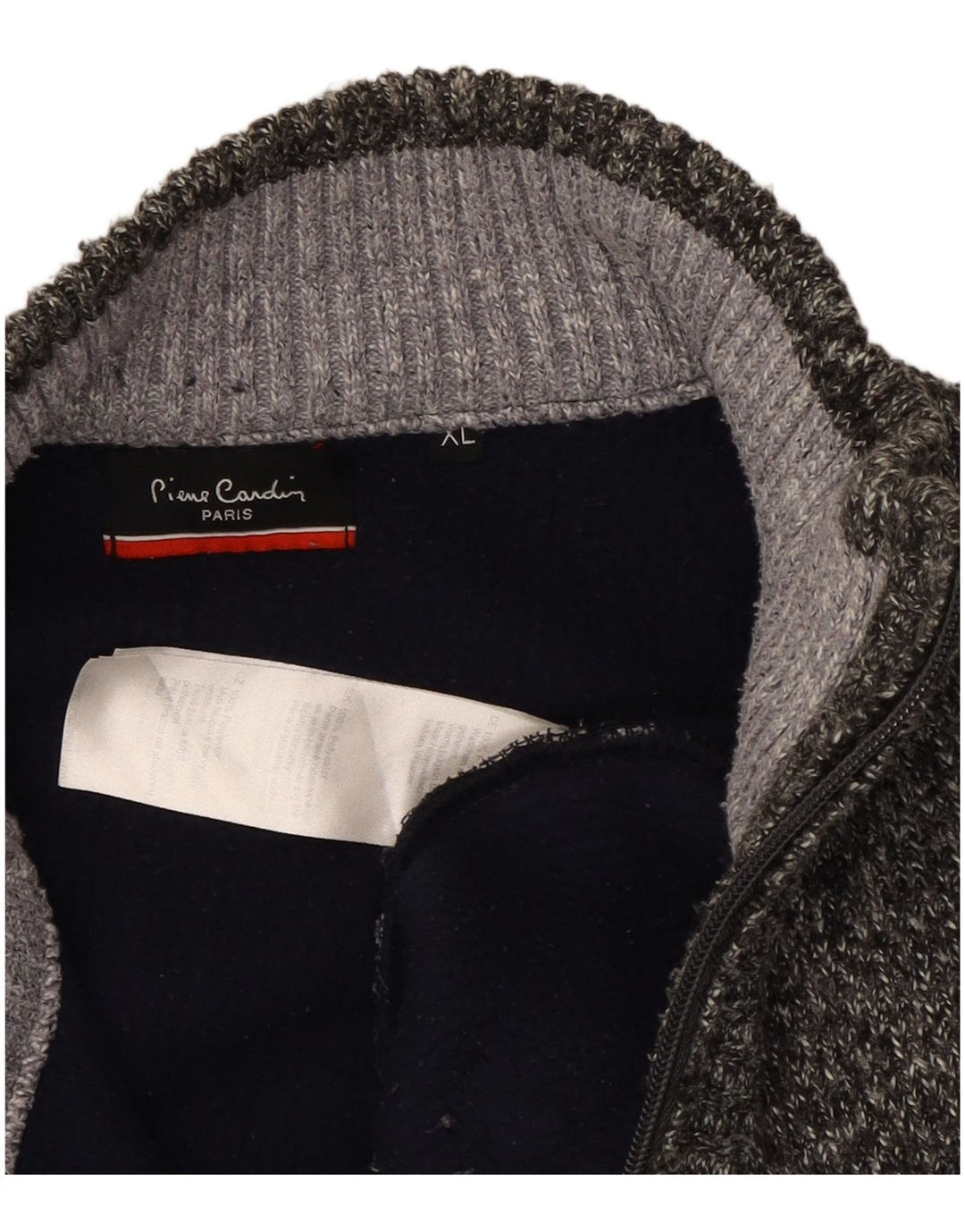 Pulover pentru bărbați Pierre Cardin, cu fermoar, cu gât, XL, poliester cu dungi gri