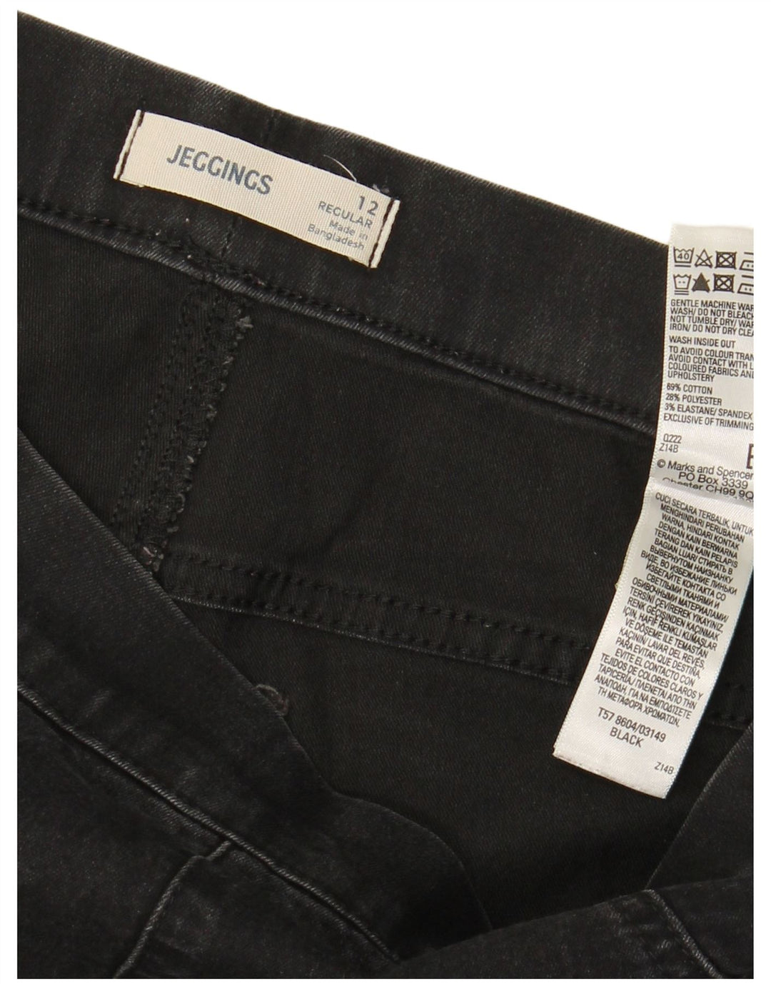 Blugi jegging pentru femei Marks & Spencer cu ajustare normală UK 12 Medium W30 L28 Negri
