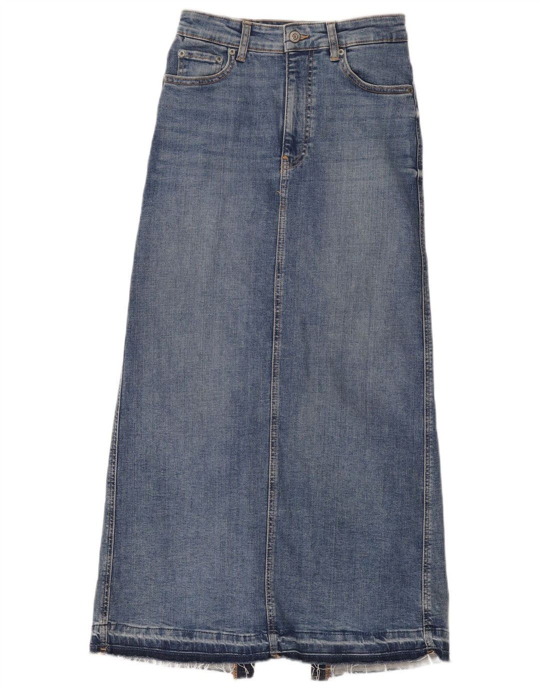 Fusta Midi Denim Zara Femei Mic W26 Bumbac Albastru