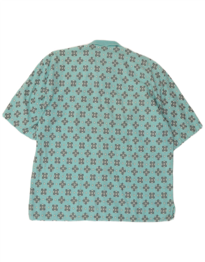 Cămașă Vintage pentru bărbați cu mânecă scurtă mare turcoaz geometric
