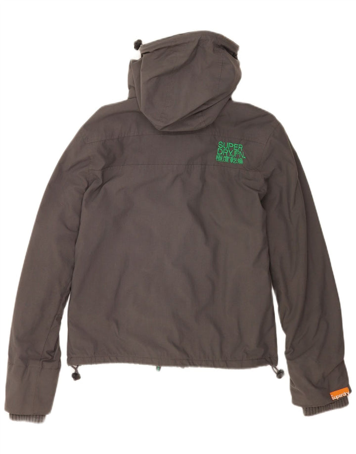 Jachetă de vânt cu glugă Superdry pentru femei UK 10, nailon gri mic