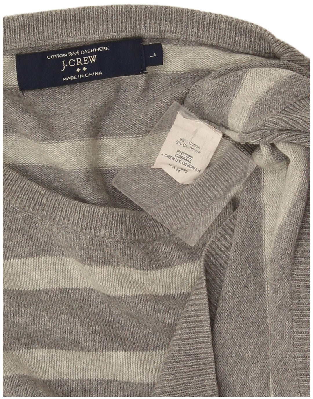 J. Crew Pulover pentru bărbați cu gât crew pulover mare, gri, cu dungi