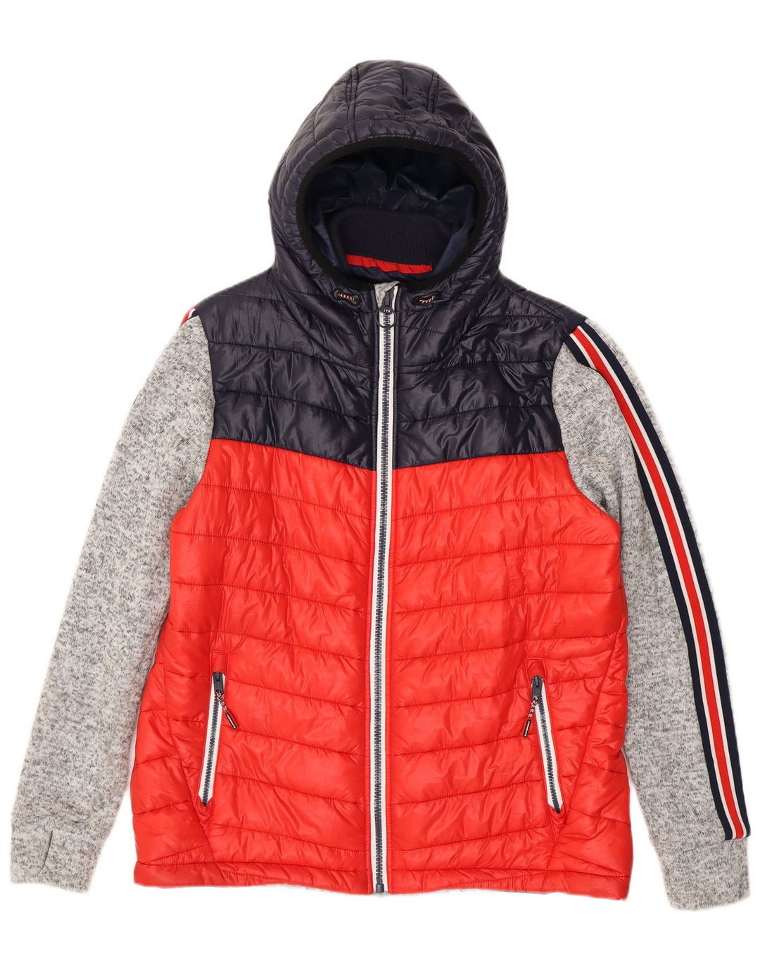 SUPERDRY Jachetă căptușită cu glugă pentru bărbați UK 44 2XL Poliester color bloc roșu