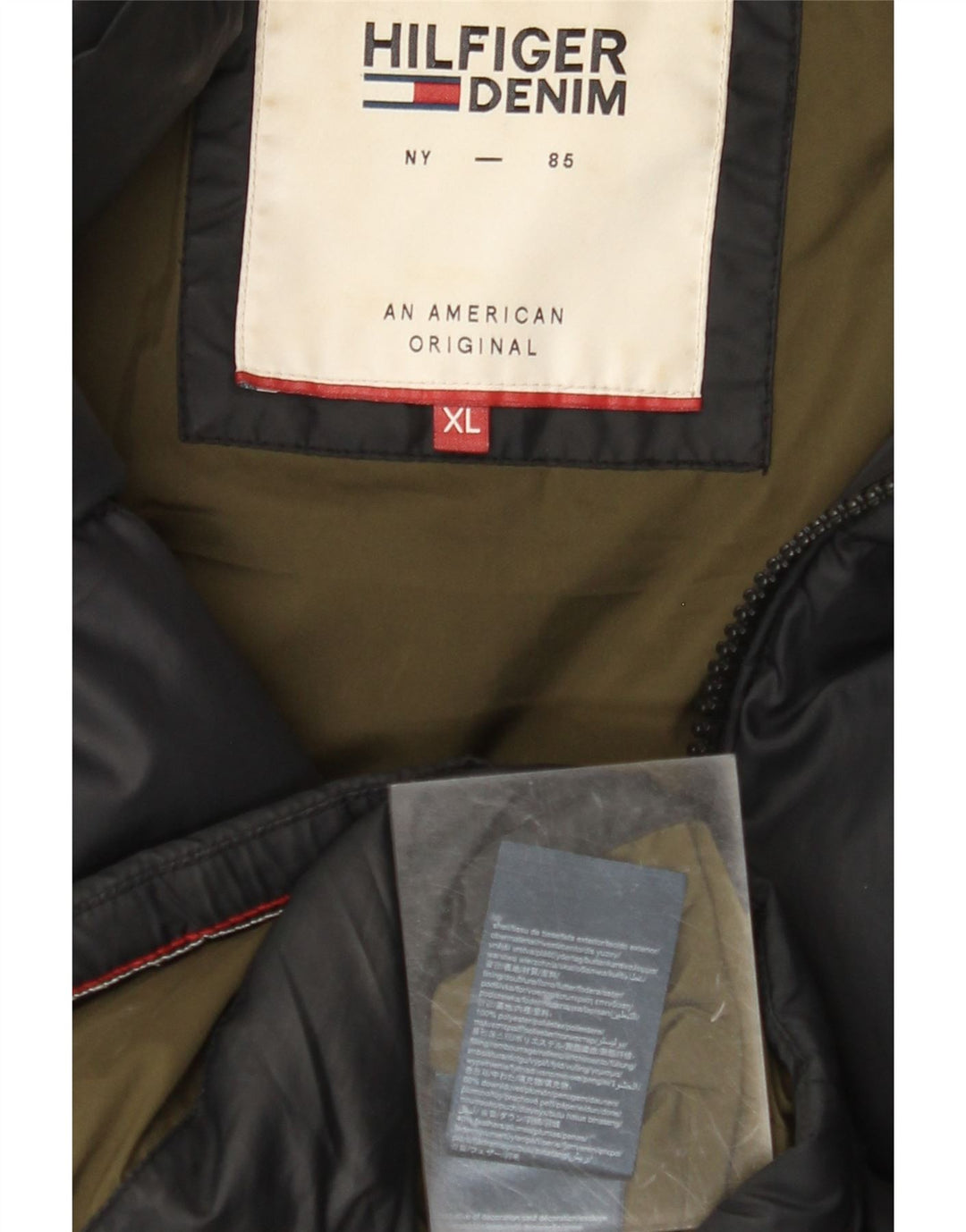 TOMMY HILFIGER Jachetă căptușită cu glugă pentru bărbați UK 42 XL Poliester negru