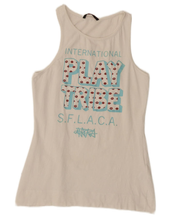Carrera Femei Graphic Vest Top UK 8 Small Bumbac alb
