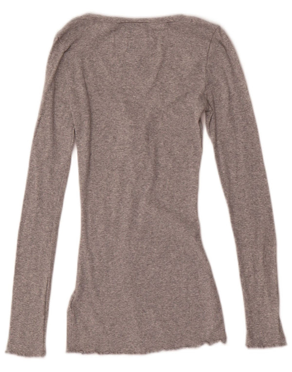 TOMMY HILFIGER Top pentru femei cu mânecă lungă UK 8 mic bumbac gri