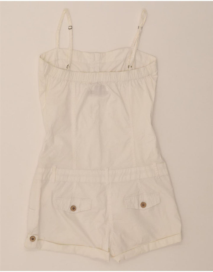 BERSHKA Womens Sleeveless Playsuit UK 10 Small  White Cotton Vintage Bershka and Second-Hand Bershka from Messina Hembry 