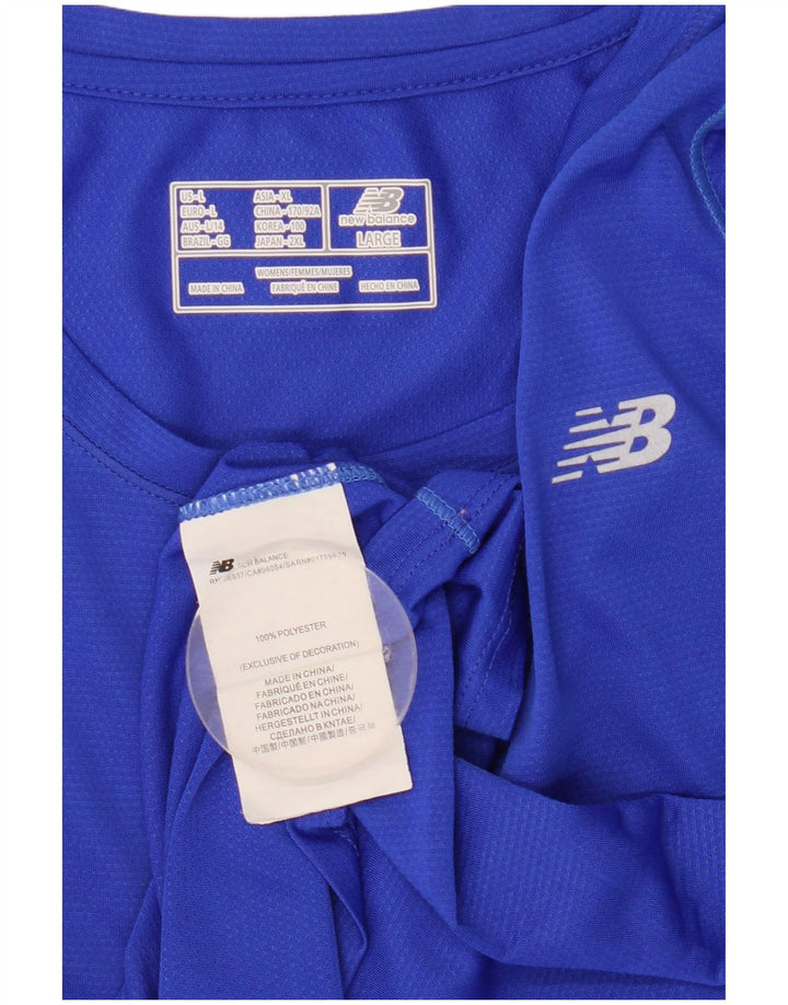Top pentru femei New Balance cu mânecă lungă UK 14, mare, albastru, poliester