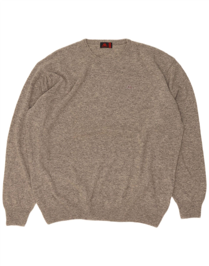 Pulover pentru bărbați Kappa cu decolteu triplu, 3XL, lână de miel gri